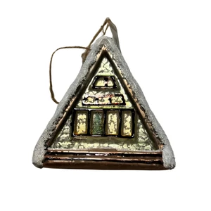 Creative Co-op Green Cabin with Tree in Window Ornament Bauble - Picture 1 of 1