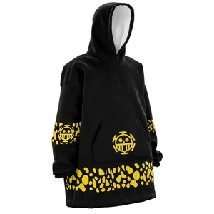 Black Trafalgar Hoodie Blanket Oversized Wearable Cozy Anime Gift - Picture 1 of 6