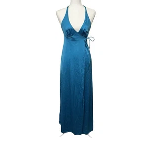 Vintage 70er Vanity Fair Crossbody Wickel Nachthemd blau Maxi Schlupfkleid Gr. 34 - Bild 1 von 6