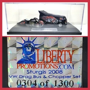 Hot Wheels 2008 Liberty Promotions Sturgis VW Bus & Chopper Black Bike #304 - Picture 1 of 7