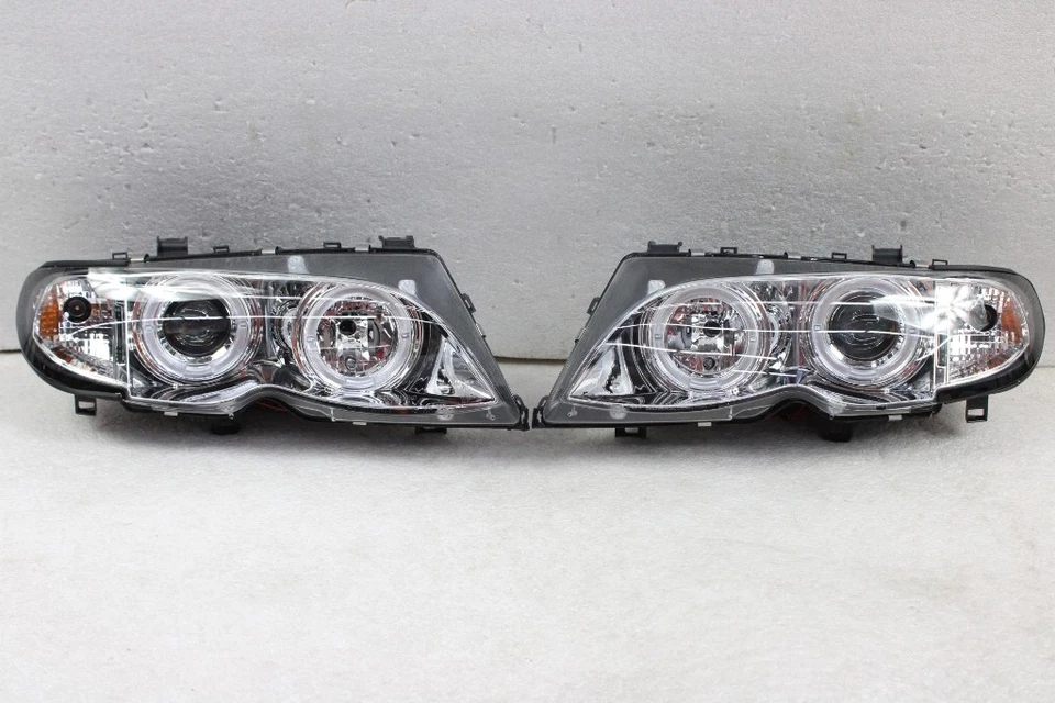 FITS 02-05 BMW E46 3-SERIES 4DR SEDAN EURO DUAL HALO PROJECTOR HEADLIGHTS LAMPS Foto 1 de 1