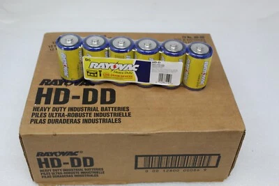 Baterías de cloruro de zinc D de alta resistencia RAYOVAC envueltas en encogimiento 1,5 V paquete de 6 d6 hd-dd Foto 1 de 4
