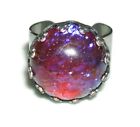 CZECH DRAGON'S BREATH MEXICAN GLASS OPAL Ring Adjustable Stainless Steel Cuff