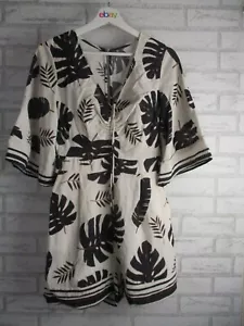 SHEIKE womens playsuit off white/cream black print floral print short sleeve 8 - Picture 1 of 11
