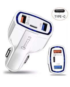FAST 3 PORT CAR CHARGER For Samsung Galaxy S25 S24 S23 S22 S21 ULTRA FE PHONES - Picture 1 of 10