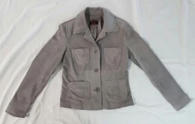 DANIER LEATHERS WOMEN'S GRAY SUEDE JACKET 4 BUTTON 4 POCKET JACKET SIZE SMALL - Image 1 of 4