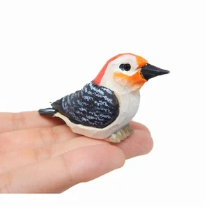 Red Bellied Woodpecker Bird Pecker Sculpture Miniature Wood Garden Statue Decor - Picture 1 of 5