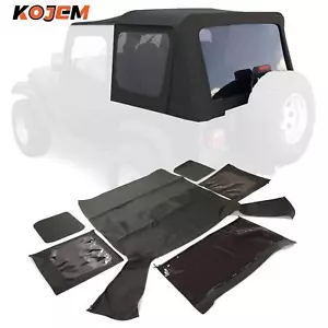 For 1987-1995 Jeep Wrangler YJ Soft Top 2 Door Sailcloth Black w/Plastic Windows - Picture 1 of 9