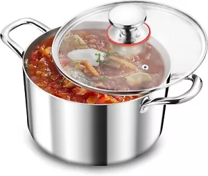 Topf Kochtopf Edelstahl 20cm mit Glasdeckel zum Kochen Spülmaschinenfest B71 - Bild 1 von 7