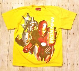 Authentic IRONMAN Boys YELLOW super hero MARVEL AVENGERS Iron Man T-shirt XL