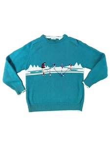 Vintage Robinsons Mens Golf Sweater With Golfers Turquoise and white size M - Bild 1 von 3