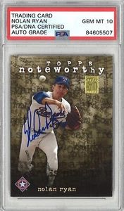 Nolan Ryan Signed 2001 Topps Noteworthy Card PSA DNA 84605507 GEM MINT 10 AUTO - Picture 1 of 1