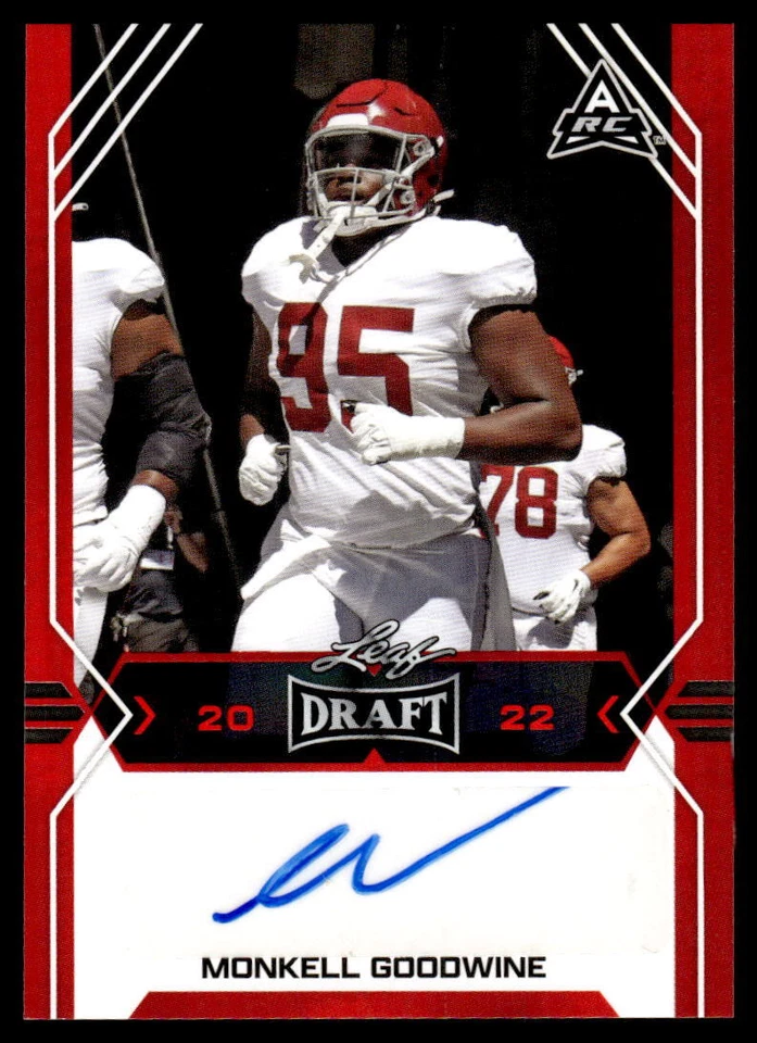 2022 Leaf Draft #BA-MG2 Monkell Goodwine RC Autographs Red Alabama Crimson Tide - Image 1 of 2
