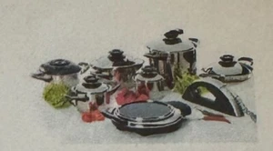 Set completo pentole AMC acciaio inox,coperchi c/termostato e per cottura veloce - Foto 1 di 1