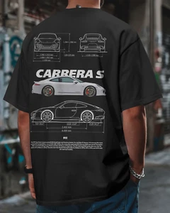 Carrera S Fan Art T-Shirt Porsche 911 Sportwagen Grafik Unisex Tee - Bild 1 von 5