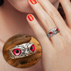 Casual Punk Pink Owl Eyes Sterling Silver Statement Finger Ring Adjustable Band