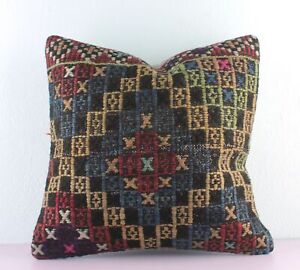 Decorative handmade Turkish Kilim Pillow Cover 16x16 Kilim Sofa Pillow