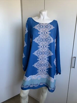 Charlotte Russe Grande Azul Manga Larga Cuello Barco Hasta la Rodilla Vestido Recambio Foto 1 de 4