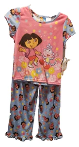 DORA & BOOTS GIRLS FLORAL SLEEPWEAR PAJAMAS SHORT SLEEVE & PANTS SET~NEW~SZ 10 - Picture 1 of 2