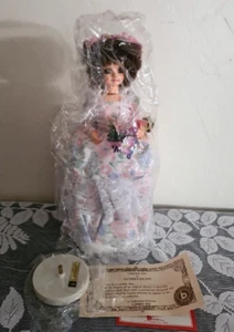 Vintage Collectible Brinn's 1986 Musical Porcelain Doll ROSE GARDEN May Box COA - Picture 1 of 11
