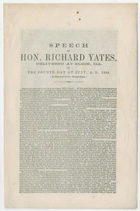 Civil War/Reconstruction Pamphlet Governor Richard Yates’ Fourth of July Address - Bild 1 von 2
