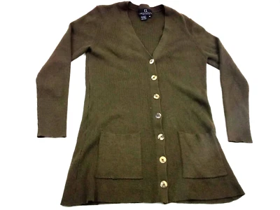 Cárdigan Carole Little Knitwear Marrón Manga Larga Cuello en V Botón Frontal Suéter M Foto 1 de 4