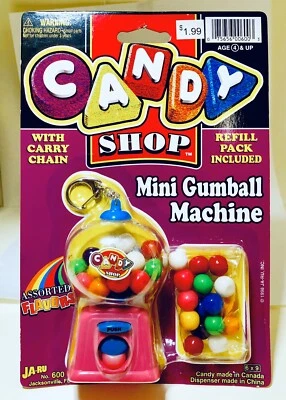 Vintage 1998 Ja-Ru MINI GUMBALL MACHINE Bubble Gum 6” candy container PINK - Image 1 of 4