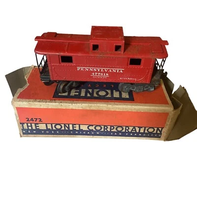 Vintage 1946 Lionel Pennsylvania 477618 Red Caboose Car #2472 O-27 Gauge Trains - Image 1 of 4