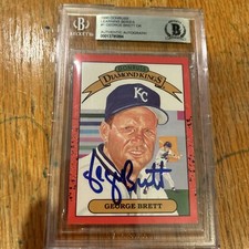George Brett Signed 1990 Donruss Diamond King #1 Beckett Graded Baseball Card