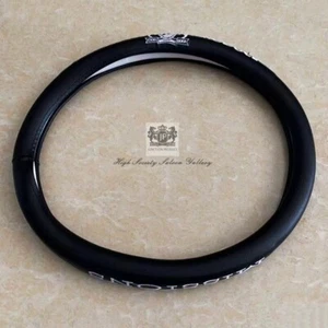 Cubierta de volante de coche modificada JDM Junction Produce cuero negro de lujo 38 cm - Imagen 1 de 6