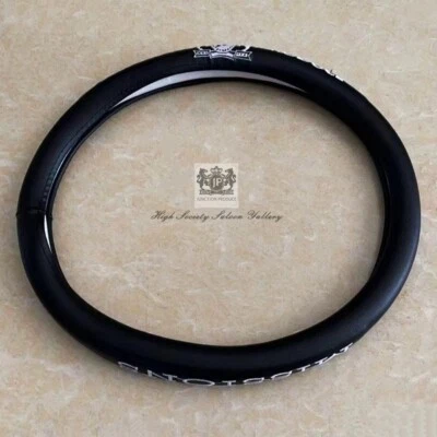 Cubierta de volante de coche modificada JDM Junction Produce cuero negro de lujo 38 cm Foto 1 de 4