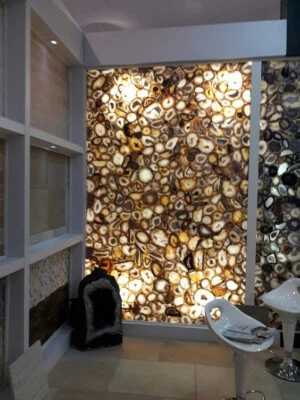 Natural Yellow Agate Geode Wall Panel, Agate Stone Wall Panel, Wall Interior - Image 1 of 3