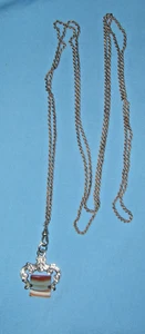 Sterling 48" langes Seil Uhrenkette mit Sterling Spinner Achat Anhänger - Bild 1 von 6