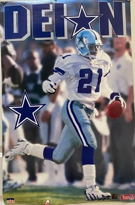 DEION SANDERS 1996 Dallas Cowboys Vintage Poster published by STARLINE - Image 1 of 4