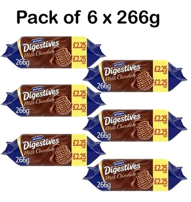 Pack Of 6 X 266g McVitie's Milk Chocolate Digestive Biscuits, 5 Months + Dates - Image 1 of 3