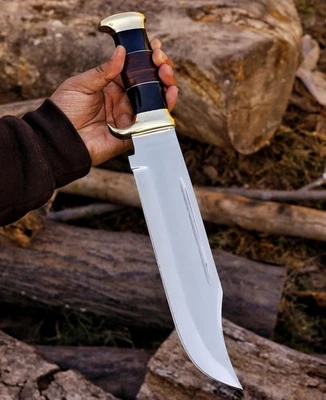 Handgefertigtes Crocodile Dundee Bowie Messermit Lederscheide Feststehendes Jagd - Bild 1 von 4