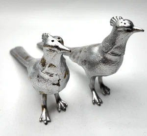 Vintage Salz- und Pfefferstreuer aus Metallguss versilbert Fasan Vögel - Bild 1 von 7