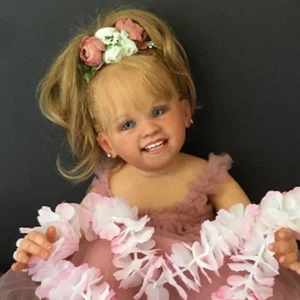Reborn Baby Puppe 30 Zoll fertig Kleinkind Mädchen verwurzeltes Haar Stoffkörper Handarbeit Geschenk - Bild 1 von 3