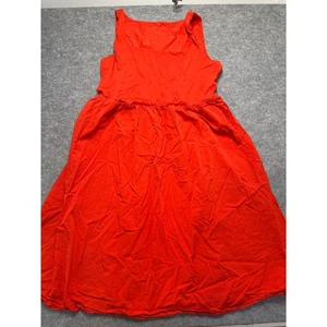 Spanx 2X Vestido Midi Rojo Sin Mangas Ajuste y Acampanado Elastizado Nylon Bolsillos Plus - Imagen 1 de 8