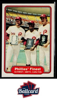 1982 Fleer #641 Phillies' Finest Mike Schmidt / Lonnie Smith / Steve Carlton - Image 1 of 2
