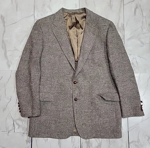 Blazer Harris Tweed Lana Espiga De Colección Para Hombres 40 Marrón Gris A Medida EE. UU. - Imagen 1 de 15