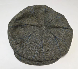 $ 95 neu ATKINSONS Woll-TWEED Cabbie Zeitungsjunge Kappe Mütze Herren XL 7 1/2 grün blau - Bild 1 von 6