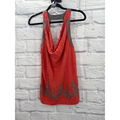 Lulumari Orange and Grey Tank with Beautiful Lace Applique Large — 第 1/4 张图片