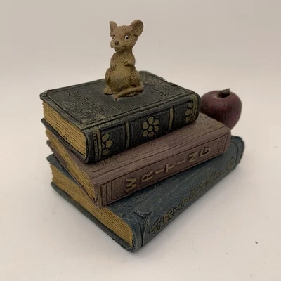 Vintage Mouse On Books Keepsake Urn Box Small Teacher Librarian - Image 1 of 4