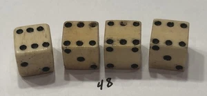 4 Vintage 7/16" Knochen (Rinder) Würfel (2 Paar) - Bild 1 von 4