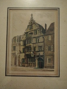 Eau-forte aquarellée Le Vieux Colmar La Maison des Têtes Léopold ROBIN 1930 - Picture 1 of 8