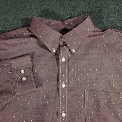 Stafford Shirt Mens 18 34-35 Geometric Regular Fit Textured Wrinkle free Oxford - Image 1 of 4