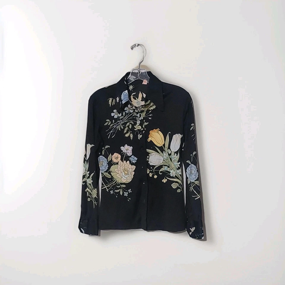 Camisa Blusa Top Vintage Años 60 70 Floral Abstracta Retro Mod Hippie Pequeña 5  Foto 1 de 4