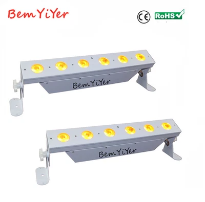2pack 6*15W battery led wall wash bar light DJ uplights Wirless DMX IR RGBWA UV - Image 1 of 4