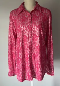 Wrangler Ultimate Riding Pink Lace Long Sleeve Shirt Large - Picture 1 of 8